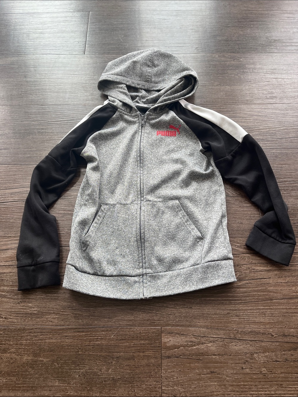 Puma Gray & Black Boys Zip Hoodie Size 8